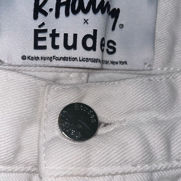 Cotton Straight Fit Paint Splatter Jeans in White (size 28) - Picture 7 of 15